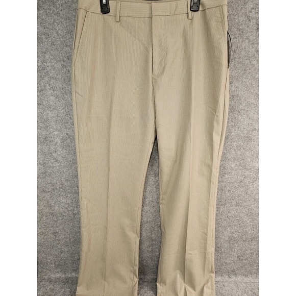 Kenneth Cole Reaction Twill Pants Chino Mens 34x30 Silk Blend Sand Pinstripe NEW - Picture 3 of 15